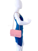 Chanel 2004 Sakura Pink Caviar Medium Classic Double Flap Bag SHW 7ZW