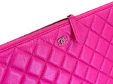 Chanel 2015 Fuchsia Pink Caviar Large Quilted O Case Clutch Bag SHW 4OV