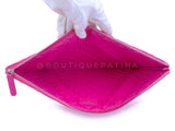 Chanel 2015 Fuchsia Pink Caviar Large Quilted O Case Clutch Bag SHW 4OV