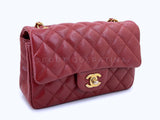 Chanel 2018 Iridescent Burgundy Red Caviar Rectangular Mini Flap Bag GHW D93