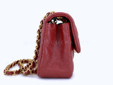 Chanel 2018 Iridescent Burgundy Red Caviar Rectangular Mini Flap Bag GHW D93
