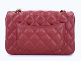 Chanel 2018 Iridescent Burgundy Red Caviar Rectangular Mini Flap Bag GHW D93