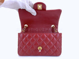 Chanel 2018 Iridescent Burgundy Red Caviar Rectangular Mini Flap Bag GHW D93