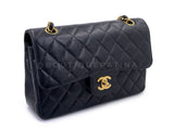 Chanel 1997 Vintage Black Caviar Small Classic Double Flap Bag 24k GHW 9TI