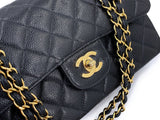 Chanel 1997 Vintage Black Caviar Small Classic Double Flap Bag 24k GHW 9TI