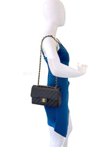 Chanel 1997 Vintage Black Caviar Small Classic Double Flap Bag 24k GHW 9TI