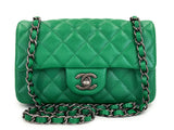 Chanel 16C Green Caviar Mini Rectangular Flap Bag RHW XKK