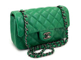 Chanel 16C Green Caviar Mini Rectangular Flap Bag RHW XKK