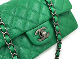 Chanel 16C Green Caviar Mini Rectangular Flap Bag RHW XKK