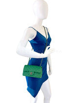 Chanel 16C Green Caviar Mini Rectangular Flap Bag RHW XKK