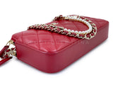 Chanel 2017 Red Fantasy Pearl Double Zip Clutch on Chain Crossbody Bag