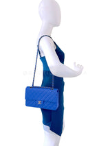 Chanel 16C Blue Roi Cobalt Caviar Medium Classic Double Flap Bag RHW CAD