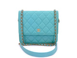Chanel 19C Tiffany Blue Light Green Tall Wallet on Chain WOC Flap Bag GHW YWI