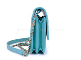 Chanel 19C Tiffany Blue Light Green Tall Wallet on Chain WOC Flap Bag GHW YWI