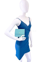 Chanel 19C Tiffany Blue Light Green Tall Wallet on Chain WOC Flap Bag GHW YWI