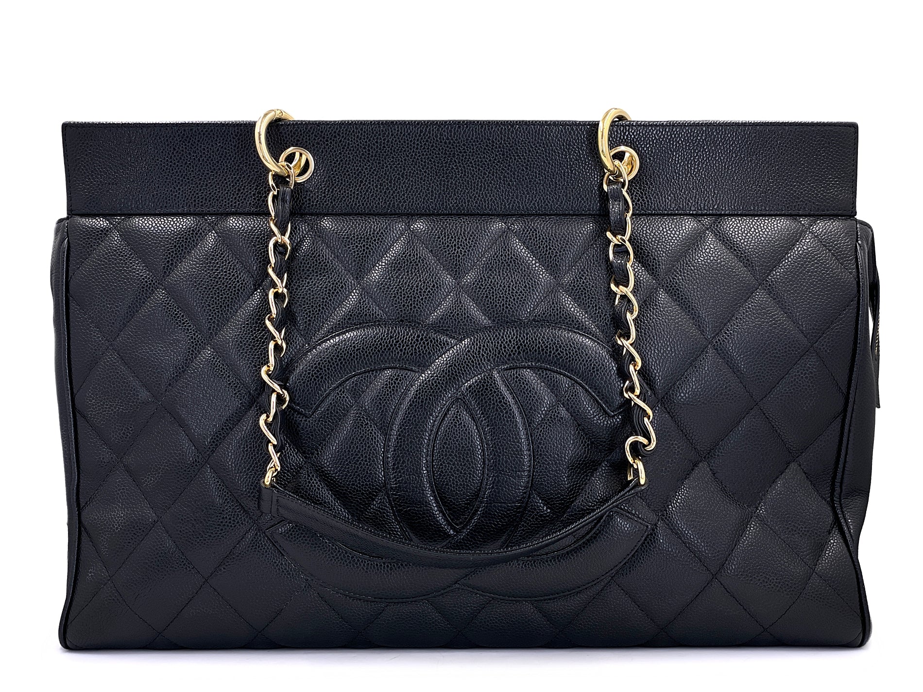 Chanel 2003 Vintage Black Caviar Supermodel Weekender XXL GST
