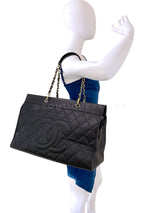 Chanel 2003 Vintage Black Caviar Supermodel Weekender XXL GST Travel Tote Bag 501