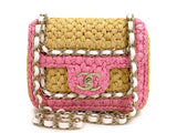 Chanel 24C Venice Beach Raffia Straw Pink Mini Flap Bag GHW SPU