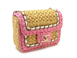 Chanel 24C Venice Beach Raffia Straw Pink Mini Flap Bag GHW SPU
