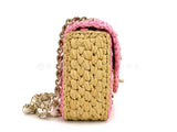 Chanel 24C Venice Beach Raffia Straw Pink Mini Flap Bag GHW SPU
