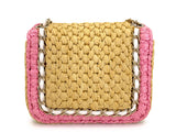 Chanel 24C Venice Beach Raffia Straw Pink Mini Flap Bag GHW SPU