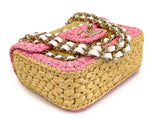 Chanel 24C Venice Beach Raffia Straw Pink Mini Flap Bag GHW SPU