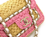 Chanel 24C Venice Beach Raffia Straw Pink Mini Flap Bag GHW SPU
