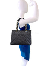 Pristine Chanel Black Caviar Grand Shopper Tote GST Bag GHW SXC