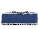 Rare Chanel 1994 Blue Denim Vintage Maxi Classic Crossbody Flap Bag 24k GHW WS7