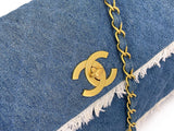 Rare Chanel 1994 Blue Denim Vintage Maxi Classic Crossbody Flap Bag 24k GHW WS7