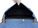 Rare Chanel 1994 Blue Denim Vintage Maxi Classic Crossbody Flap Bag 24k GHW WS7
