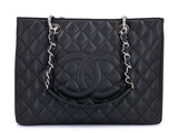 Chanel 2014 Black Caviar Grand Shopper Tote GST Bag SHW KH9