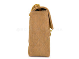 Chanel 1994 Vintage Wool Tweed Beige Quilted Classic Jumbo Clutch Flap Bag 24k GHW
