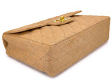 Chanel 1994 Vintage Wool Tweed Beige Quilted Classic Jumbo Clutch Flap Bag 24k GHW