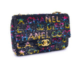 Chanel 24C Black Disco Sequin Paris LA Rectangular Mini Flap Bag GHW YFY