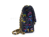 Chanel 24C Black Disco Sequin Paris LA Rectangular Mini Flap Bag GHW YFY