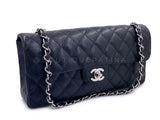 Chanel Vintage Black Caviar East West Medium Classic Clutch Flap Bag SHW 7VJ