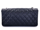 Chanel Vintage Black Caviar East West Medium Classic Clutch Flap Bag SHW 7VJ
