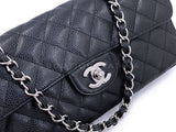 Chanel Vintage Black Caviar East West Medium Classic Clutch Flap Bag SHW 7VJ