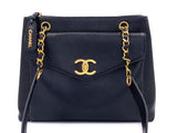 Chanel Vintage Black Caviar Medium Envelope Flap Shopper Tote Bag 24k GHW JRY
