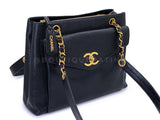 Chanel Vintage Black Caviar Medium Envelope Flap Shopper Tote Bag 24k GHW JRY