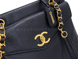 Chanel Vintage Black Caviar Medium Envelope Flap Shopper Tote Bag 24k GHW JRY