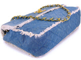 Rare Chanel 1994 Blue Denim Vintage Maxi Classic Crossbody Flap Bag 24k GHW WS7