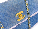 Rare Chanel 1994 Blue Denim Vintage Maxi Classic Crossbody Flap Bag 24k GHW WS7