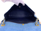 Rare Chanel 1994 Blue Denim Vintage Maxi Classic Crossbody Flap Bag 24k GHW WS7