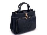 Pristine Chanel 2018 Black Python Business Affinity Two Way Tote Bag GHW OUT