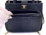 Pristine Chanel 2018 Black Python Business Affinity Two Way Tote Bag GHW OUT