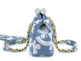 Chanel 2004 Vintage Lucky Clover Blue White Print Frame Bag GHW ZK4