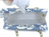 Chanel 2004 Vintage Lucky Clover Blue White Print Frame Bag GHW ZK4