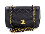 Chanel 1995 Vintage Black Small Diana Flap Bag Lambskin 24k GHW VTN